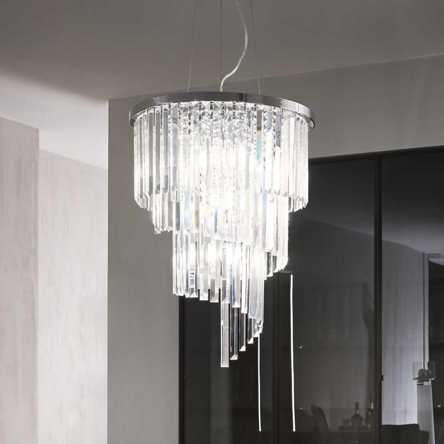 Ideal Lux - Araña de cristal CARLTON 12xE14/40W/230V diá. 50 cm cromo brillante