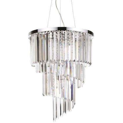Ideal Lux - Araña de cristal CARLTON 12xE14/40W/230V diá. 50 cm cromo brillante