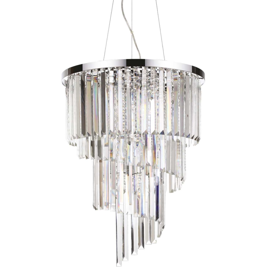 Ideal Lux - Araña de cristal CARLTON 12xE14/40W/230V diá. 50 cm cromo brillante