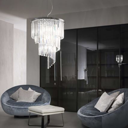 Ideal Lux - Araña de cristal CARLTON 12xE14/40W/230V diá. 50 cm cromo brillante