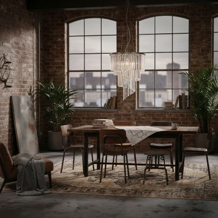 Ideal Lux - Araña de cristal CARLTON 12xE14/40W/230V diá. 50 cm cromo brillante