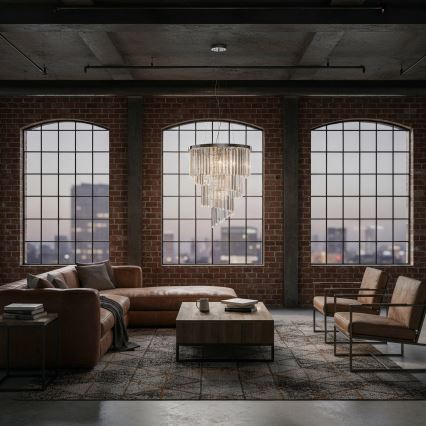 Ideal Lux - Araña de cristal CARLTON 12xE14/40W/230V diá. 50 cm cromo brillante