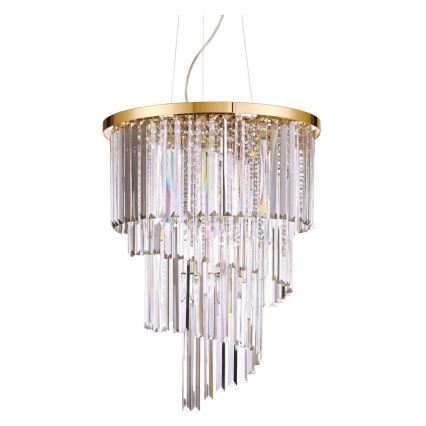 Ideal Lux - Araña de cristal CARLTON 12xE14/40W/230V diá. 50 cm dorado