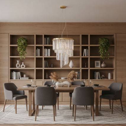 Ideal Lux - Araña de cristal CARLTON 12xE14/40W/230V diá. 50 cm dorado