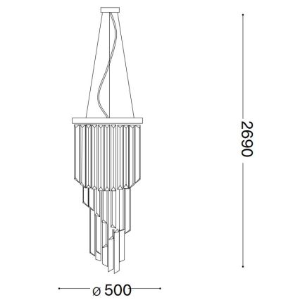 Ideal Lux - Araña de cristal CARLTON 12xE14/40W/230V diá. 50 cm dorado