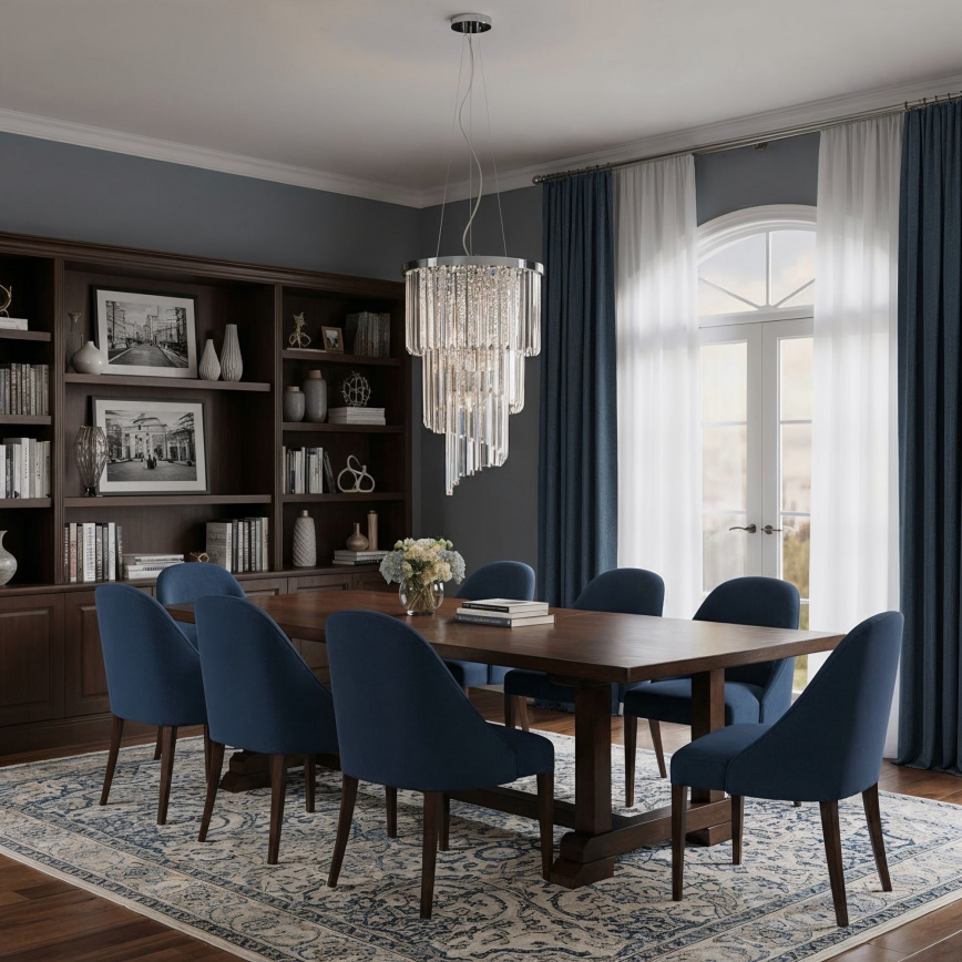 Ideal Lux - Araña de cristal CARLTON 8xE14/40W/230V diá. 40 cm cromo brillante