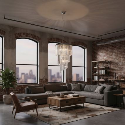 Ideal Lux - Araña de cristal CARLTON 8xE14/40W/230V diá. 40 cm cromo brillante