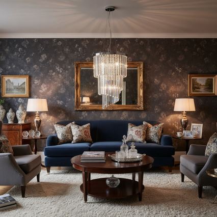 Ideal Lux - Araña de cristal CARLTON 8xE14/40W/230V diá. 40 cm cromo brillante