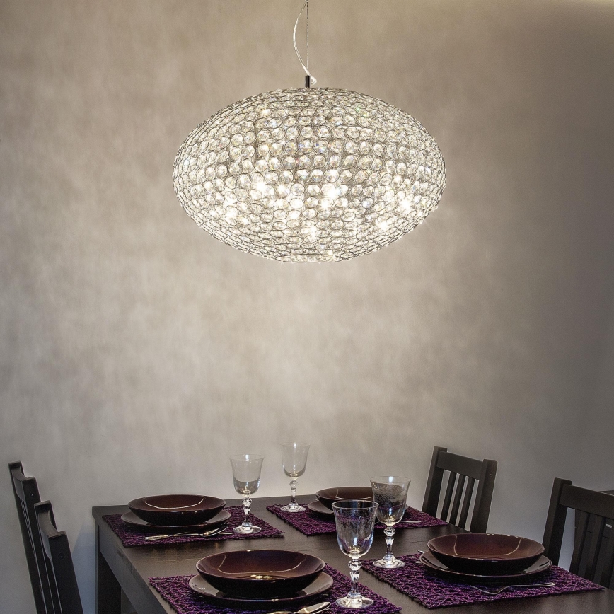 Ideal Lux - Araña de cristal ORION 12xE14/40W/230V diá. 60 cm plata