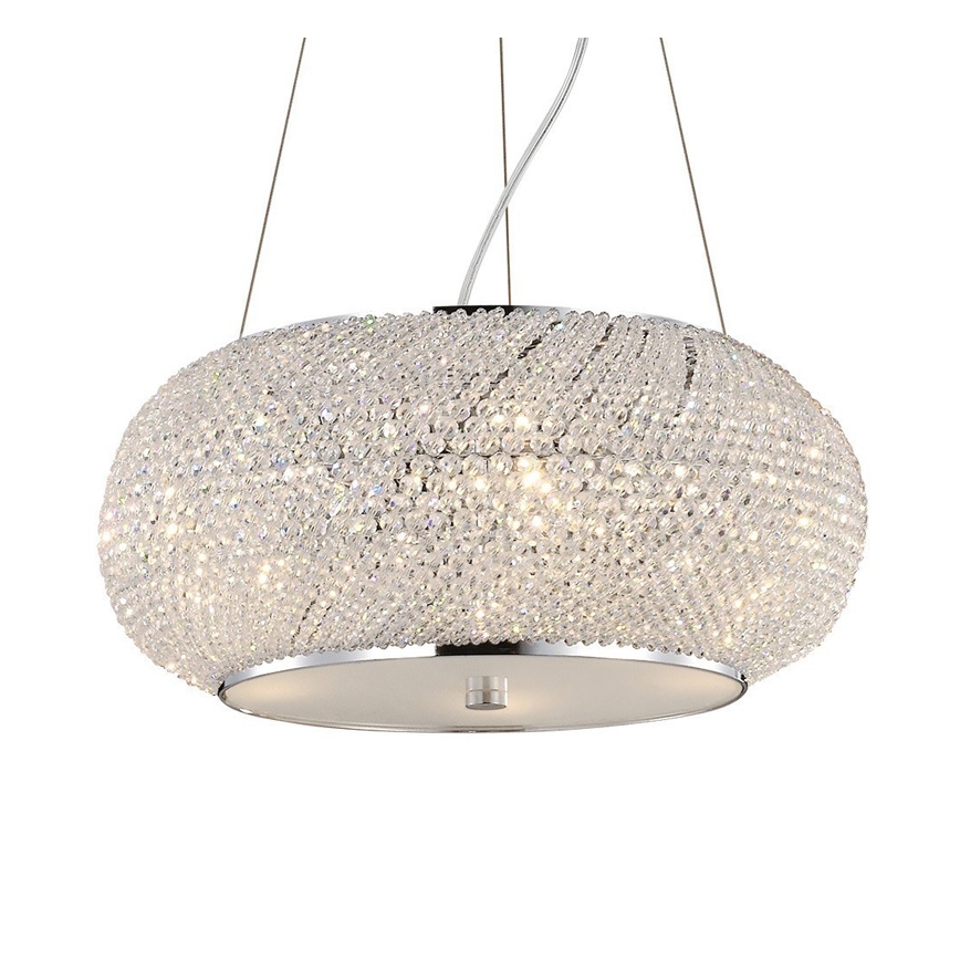 Ideal Lux - Araña de cristal PASHA 10xE14/40W/230V diá. 55 cm cromo brillante