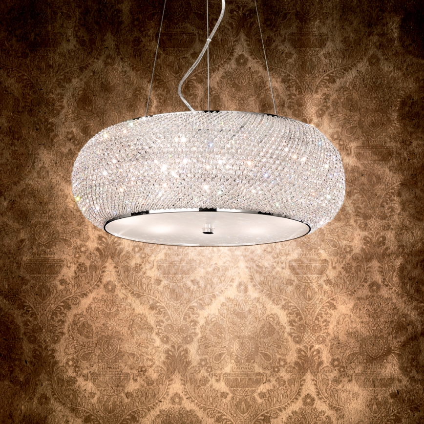 Ideal Lux - Araña de cristal PASHA 10xE14/40W/230V diá. 55 cm cromo brillante