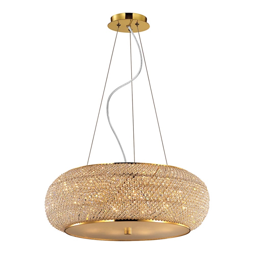 Ideal Lux - Araña de cristal PASHA 10xE14/40W/230V diá. 55 cm dorado