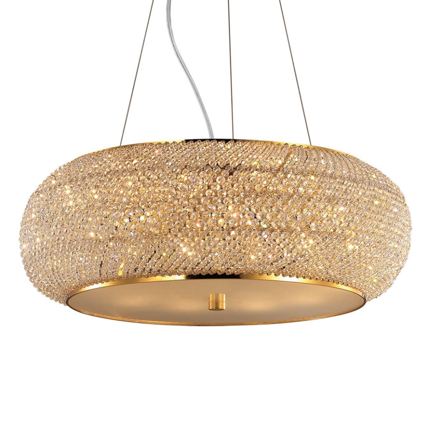 Ideal Lux - Araña de cristal PASHA 10xE14/40W/230V diá. 55 cm dorado