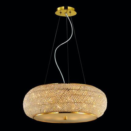 Ideal Lux - Araña de cristal PASHA 10xE14/40W/230V diá. 55 cm dorado