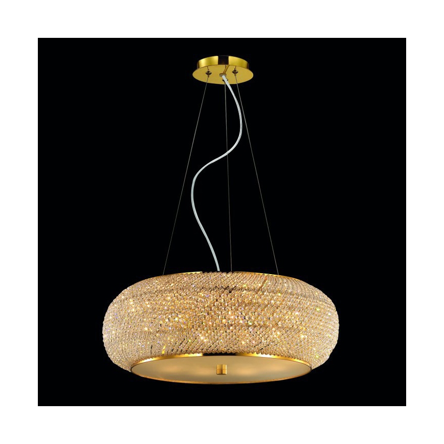 Ideal Lux - Araña de cristal PASHA 10xE14/40W/230V diá. 55 cm dorado