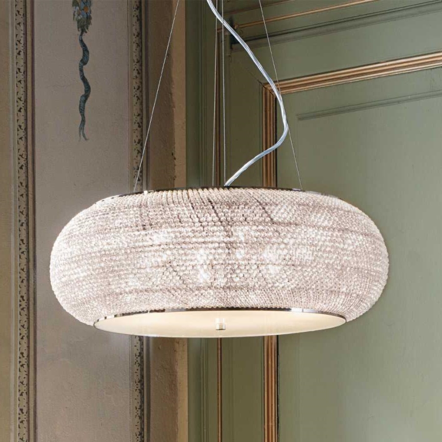 Ideal Lux - Araña de cristal PASHA 14xE14/40W/230V diá. 65 cm cromo brillante