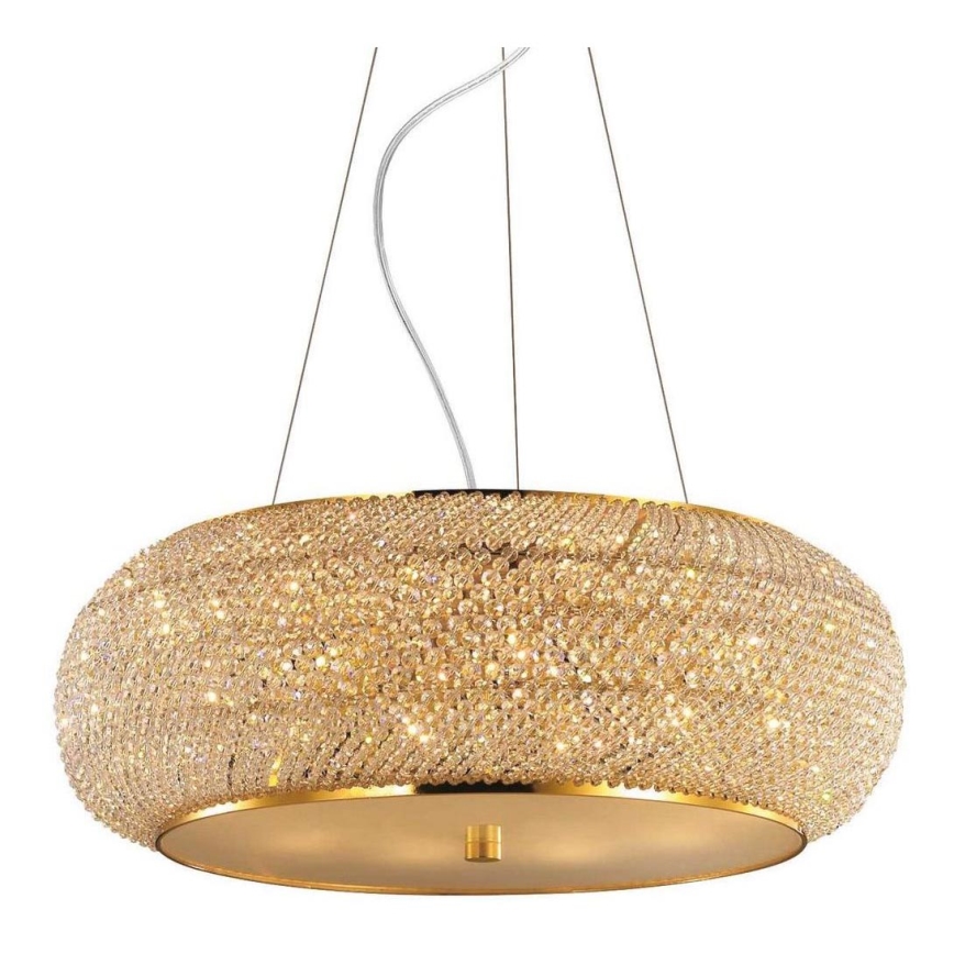 Ideal Lux - Araña de cristal PASHA 14xE14/40W/230V diá. 65 cm dorado