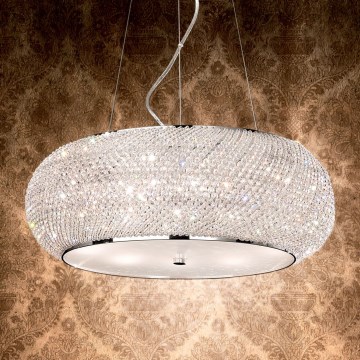 Ideal Lux - Araña de cristal PASHA 6xE14/40W/230V diá. 40 cm cromo brillante