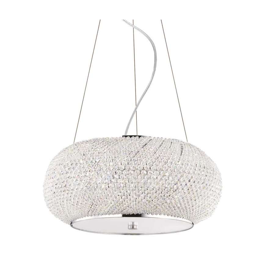 Ideal Lux - Araña de cristal PASHA 6xE14/40W/230V diá. 40 cm cromo brillante