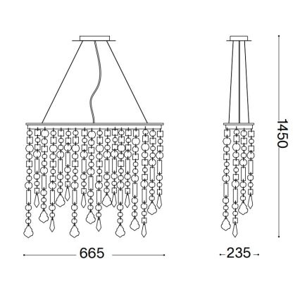 Ideal Lux - Araña de cristal RAIN 5xE14/40W/230V transparente