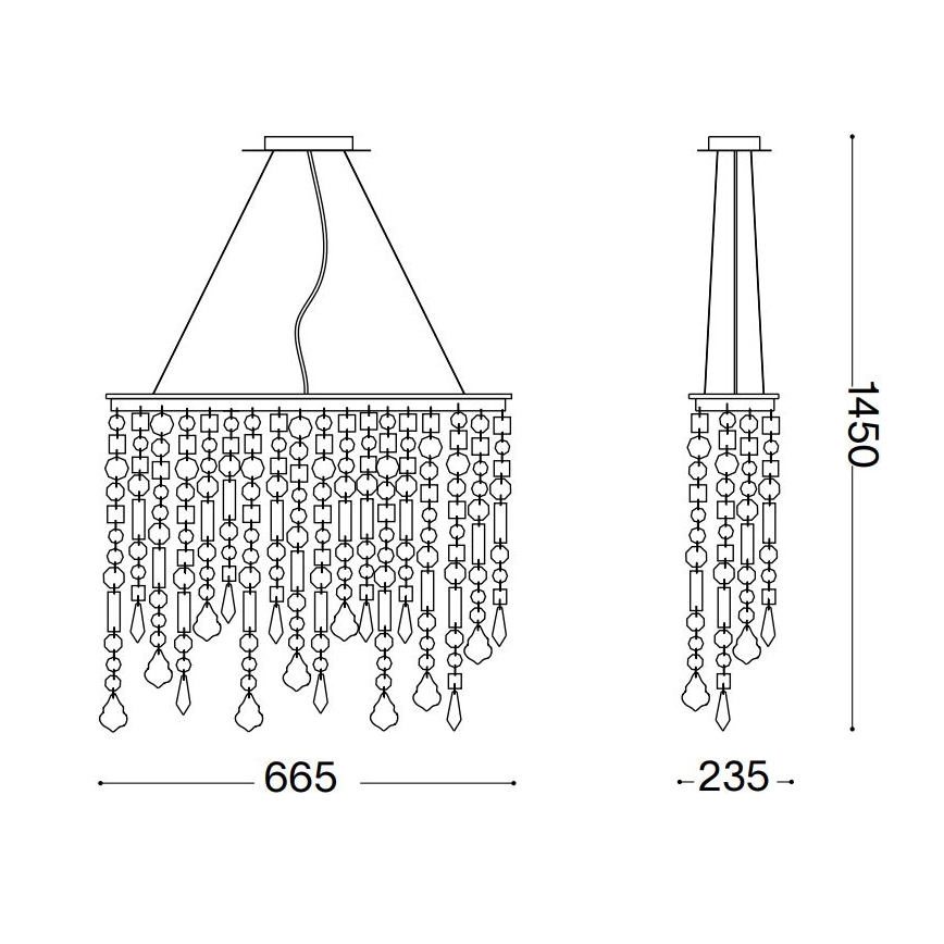 Ideal Lux - Araña de cristal RAIN 5xE14/40W/230V transparente