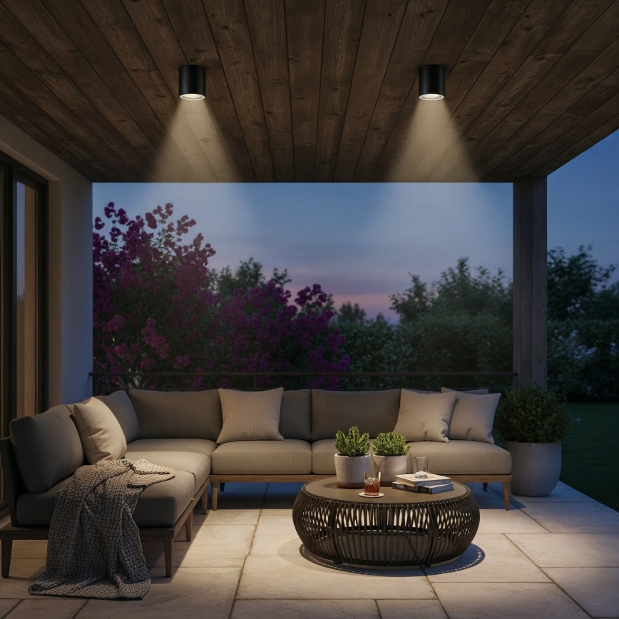 Ideal Lux - Foco de baño GUN 1xGU10/28W/230V IP44 negro