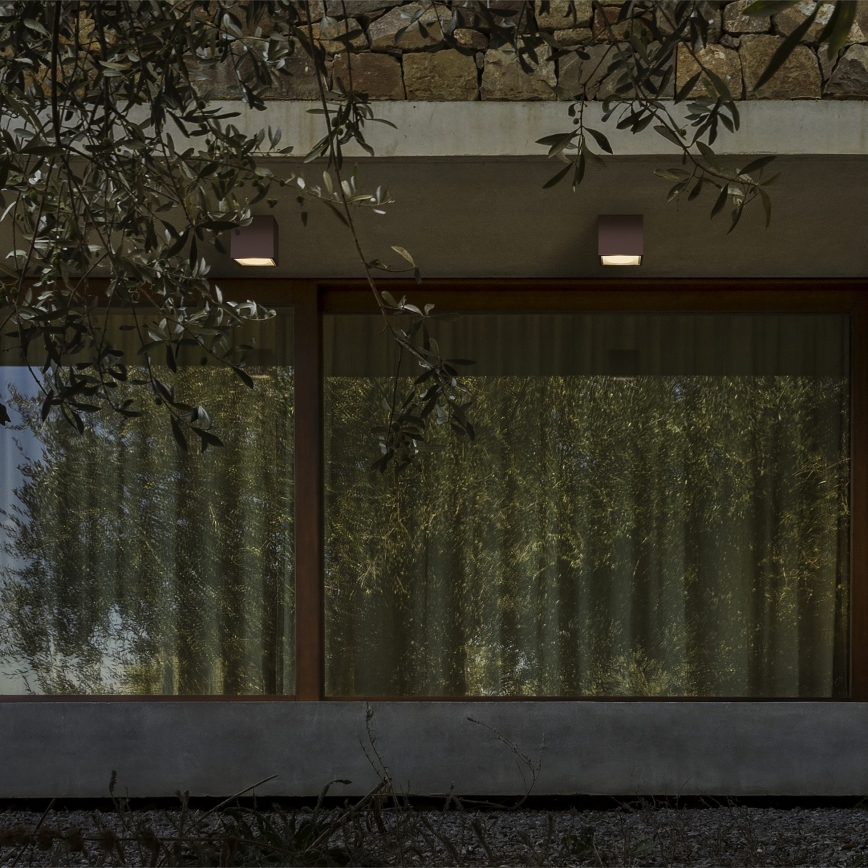 Ideal Lux - Foco exterior TECHO 1xGU10/20W/230V 15x15 cm IP54 marrón