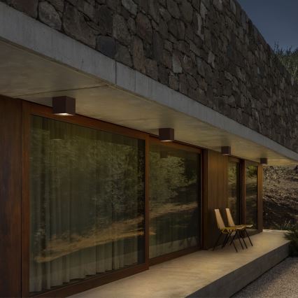 Ideal Lux - Foco exterior TECHO 1xGU10/20W/230V 9x9 cm IP54 marrón