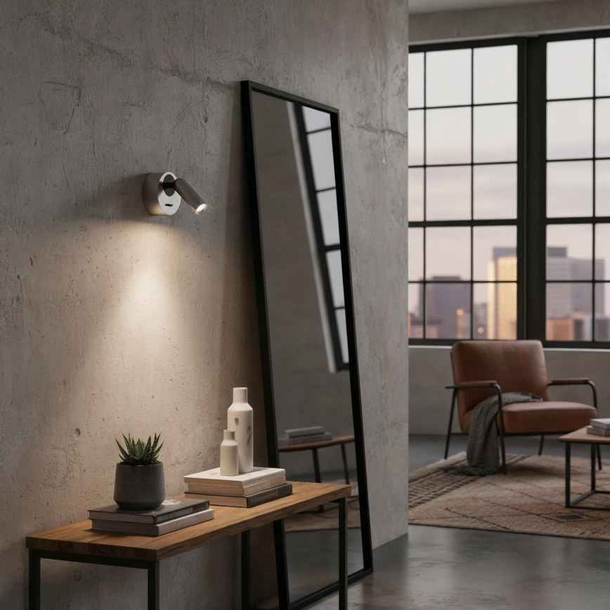 Ideal Lux - Foco LED de pared BEAN LED/3W/230V CRI 90 cromo brillante