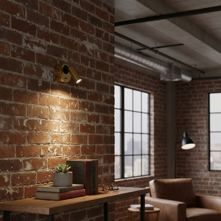 Ideal Lux - Foco LED de pared BEAN LED/3W/230V CRI 90 latón