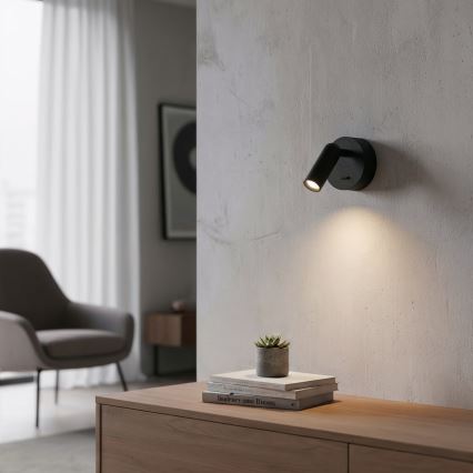 Ideal Lux - Foco LED de pared BEAN LED/3W/230V CRI 90 negro