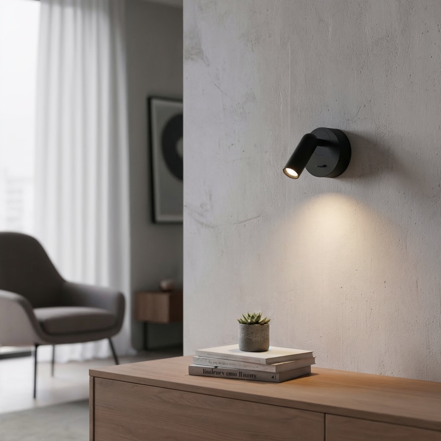 Ideal Lux - Foco LED de pared BEAN LED/3W/230V CRI 90 negro