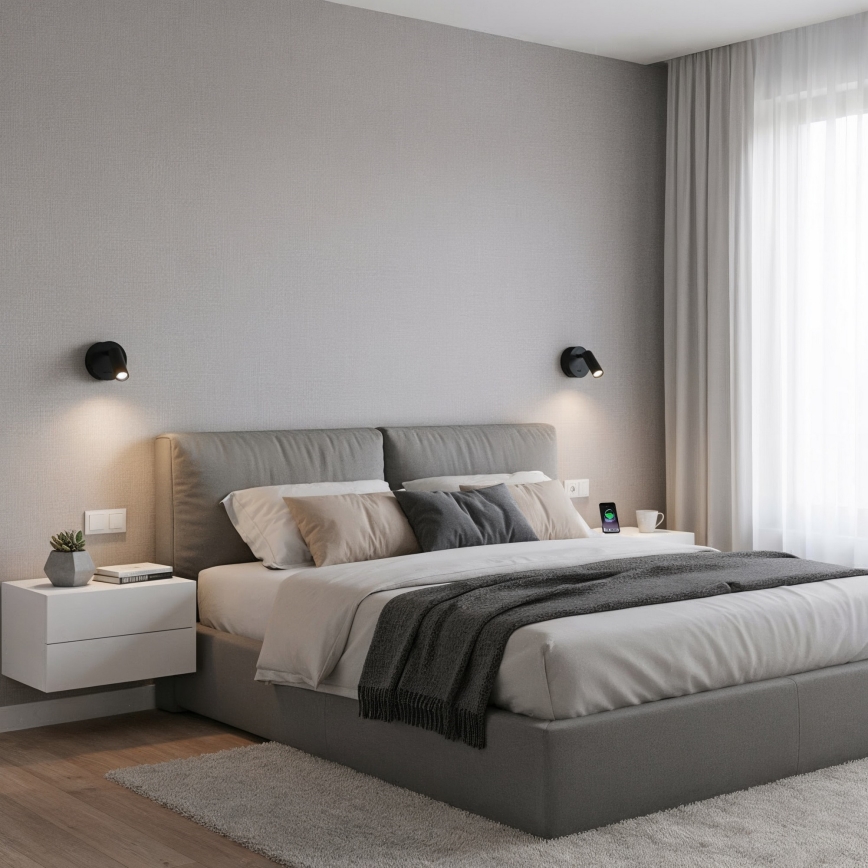 Ideal Lux - Foco LED de pared BEAN LED/3W/230V CRI 90 negro