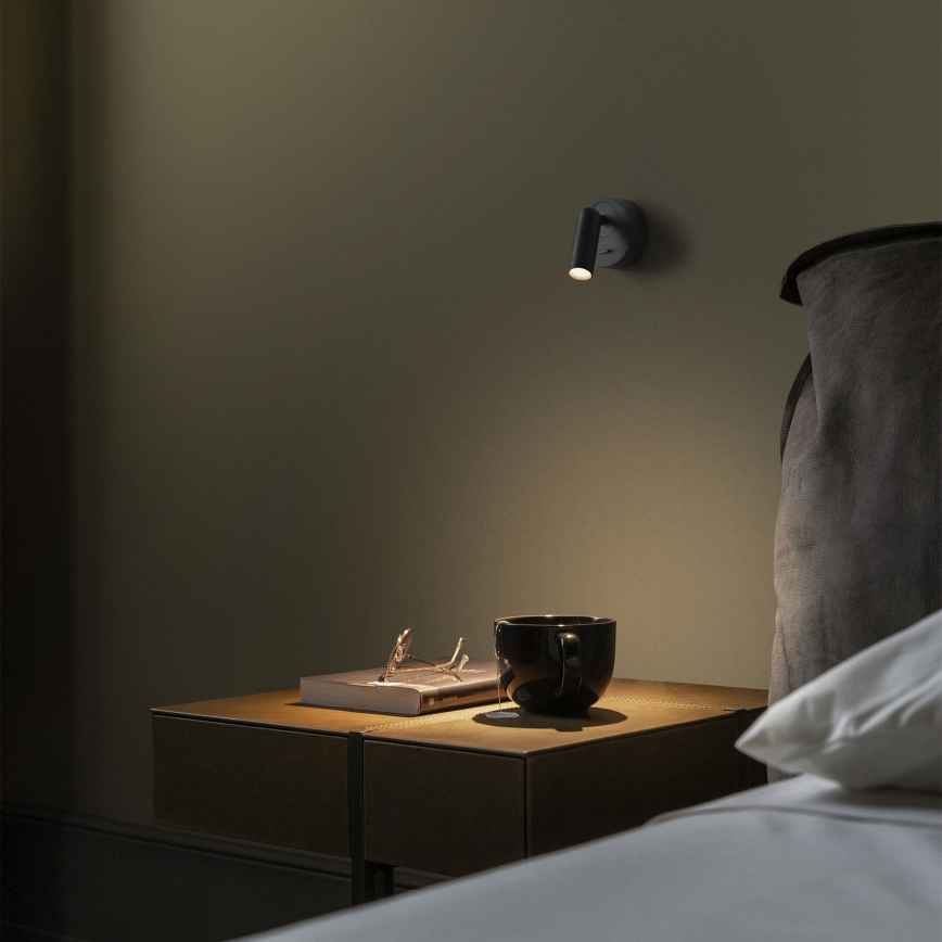 Ideal Lux - Foco LED de pared BEAN LED/3W/230V CRI 90 negro