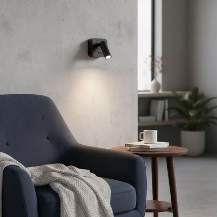 Ideal Lux - Foco LED de pared BEAN LED/3W/230V CRI 90 negro