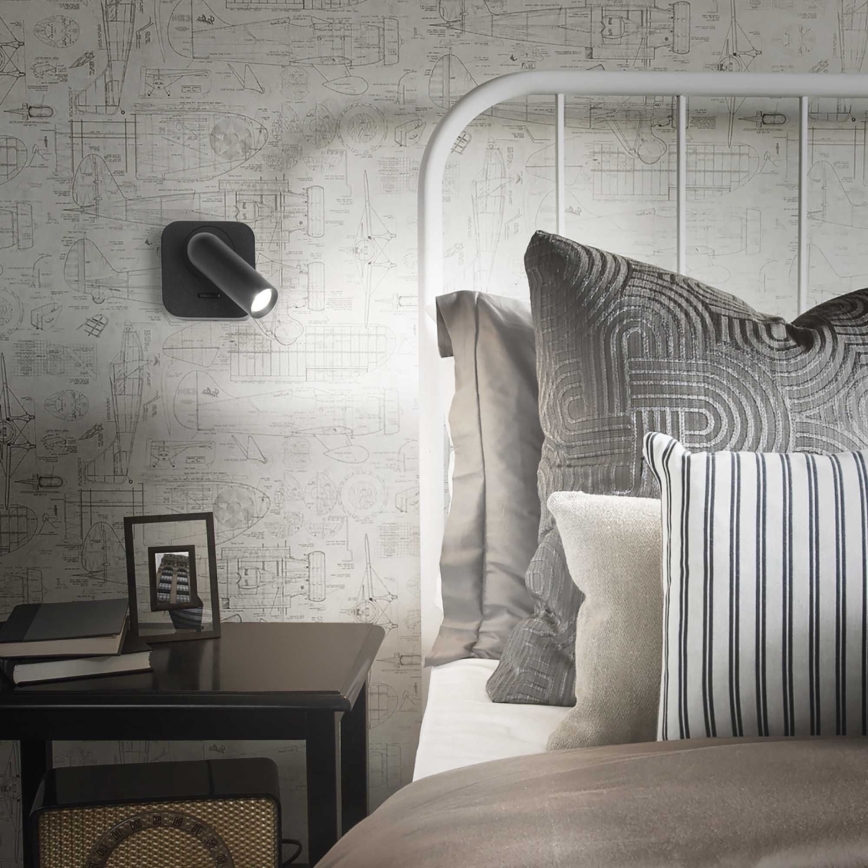 Ideal Lux - Foco LED de pared BEAN LED/3W/230V CRI 90 negro