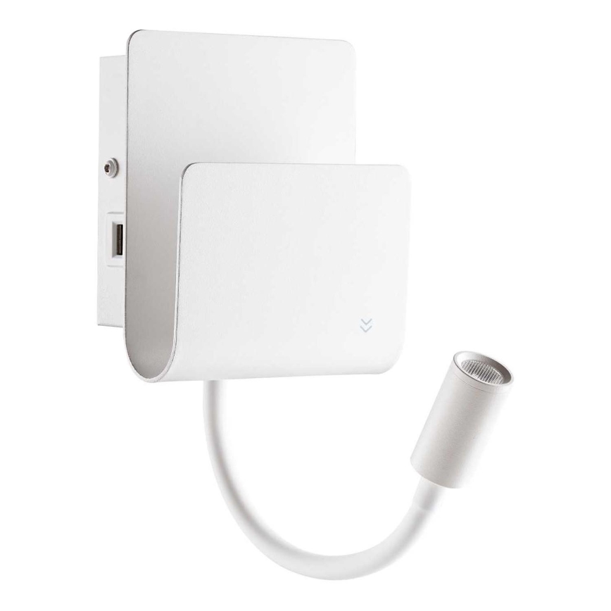 Ideal Lux - Foco LED de pared con una pequeña lámpara flexible PROBE LED/9,5W/230V USB CRI 90 blanco