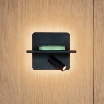 Ideal Lux - Foco LED de pared PIANO LED/10W/230V CRI 90 USB negro