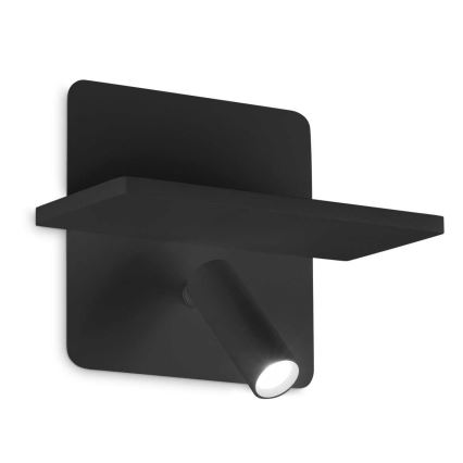 Ideal Lux - Foco LED de pared PIANO LED/10W/230V CRI 90 USB negro