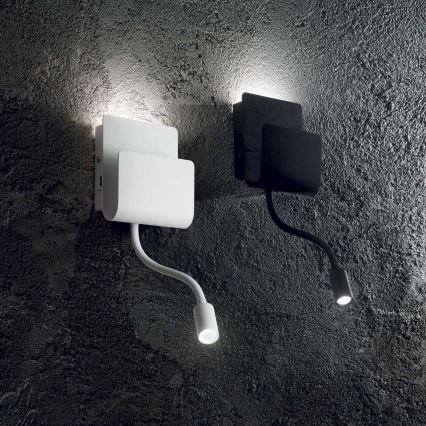 Ideal Lux - Foco LED de pared con una pequeña lámpara flexible PROBE LED/9,5W/230V USB CRI 90 blanco