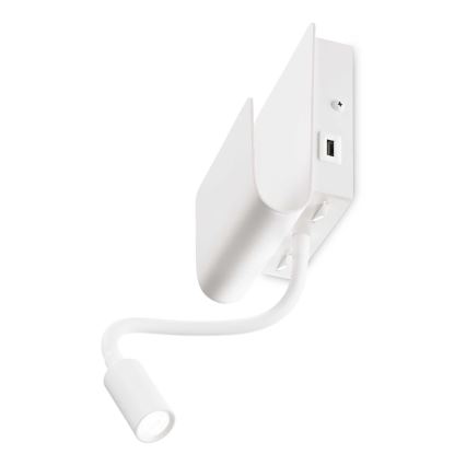 Ideal Lux - Foco LED de pared con una pequeña lámpara flexible PROBE LED/9,5W/230V USB CRI 90 blanco