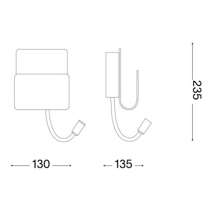Ideal Lux - Foco LED de pared con una pequeña lámpara flexible PROBE LED/9,5W/230V USB CRI 90 blanco