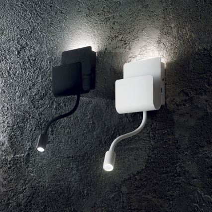 Ideal Lux - Foco LED de pared con una pequeña lámpara flexible PROBE LED/9,5W/230V USB CRI 90 negro