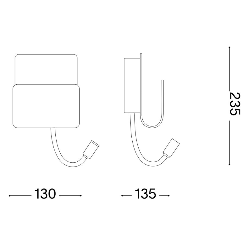Ideal Lux - Foco LED de pared con una pequeña lámpara flexible PROBE LED/9,5W/230V USB CRI 90 negro