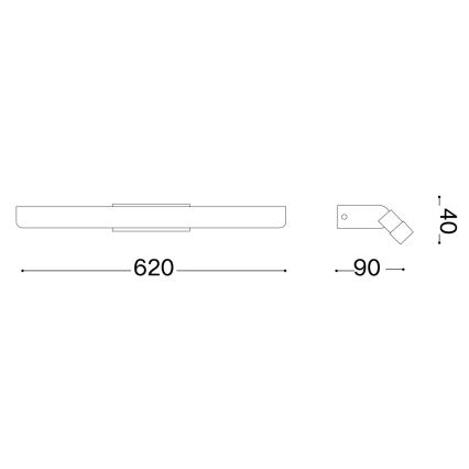 Ideal Lux - Iluminación LED para espejos de baño RIFLESSO LED/16W/230V 62 cm CRI 90 IP54 negro