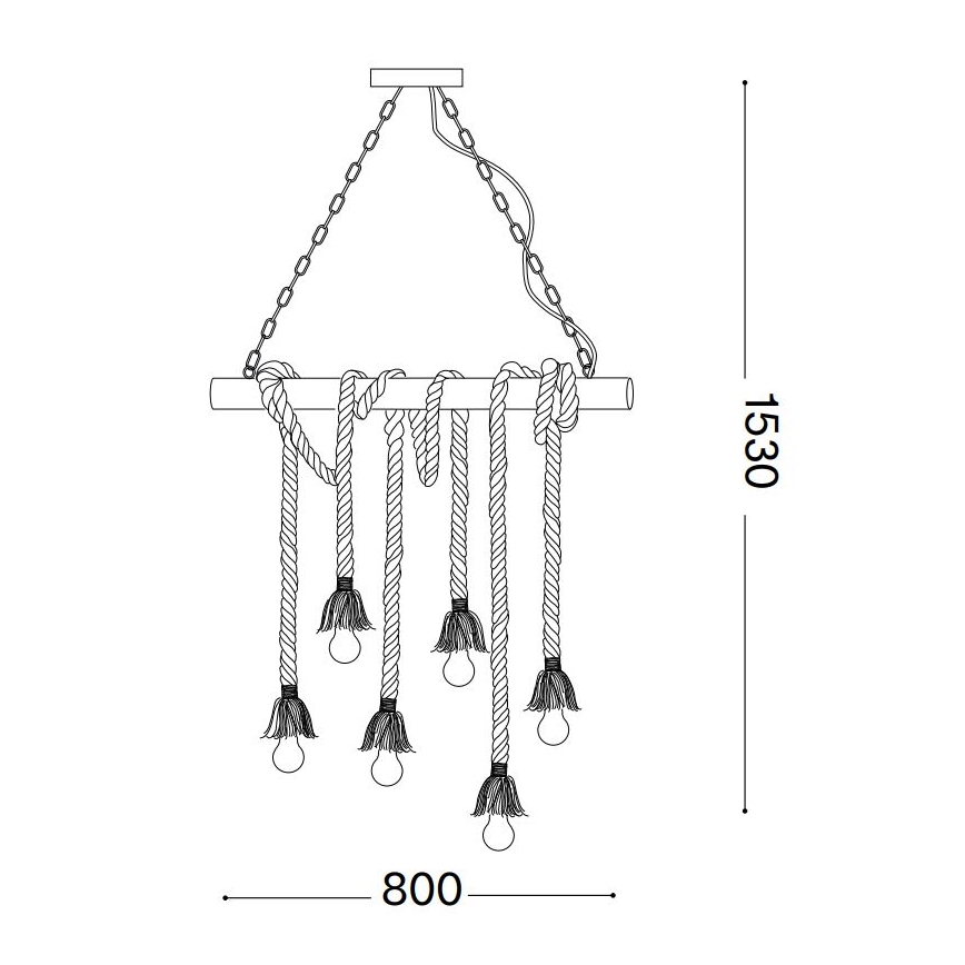 Ideal Lux - Lámpara colgante CANAPA 6xE27/15W/230V marrón