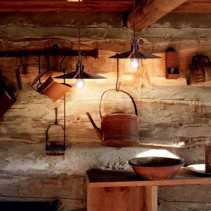 Ideal Lux - Lámpara colgante CANTINA 1xE27/42W/230V diá. 35 cm cobre