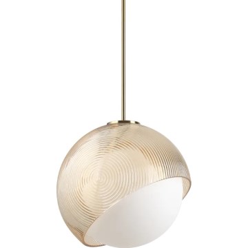 Ideal Lux - Lámpara colgante con cable BLOOM 1xE27/42W/230V Ø 30 cm dorado/beige ahumado