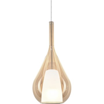 Ideal Lux - Lámpara colgante con cable KALIQUE 1xE27/42W/230V diámetro 18 cm beige ahumado