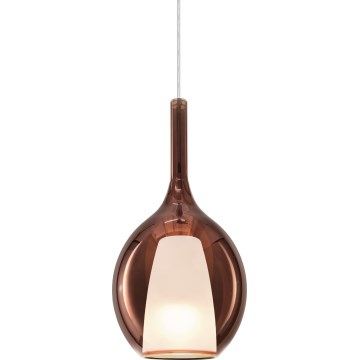 Ideal Lux - Lámpara colgante con cable KALIQUE, 1xE27/42W/230V, Ø 18 cm, acabado cobre ahumado